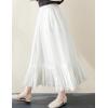 imageIDEALSANXUN White Linen Skirts for Women 2024 Summer Tiered Flowy A Line Elastic High Waisted Skirt with LiningWhite