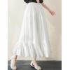 imageIDEALSANXUN White Linen Skirts for Women 2024 Summer Tiered Flowy A Line Elastic High Waisted Skirt with LiningWhite