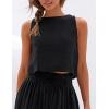 imageIDEALSANXUN Womens Linen Crop Tank Tops Cute Summer Sleeveless Cropped Linen TopsBlack