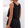 imageIDEALSANXUN Womens Linen Crop Tank Tops Cute Summer Sleeveless Cropped Linen TopsBlack