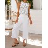 imageIDEALSANXUN Womens Linen Crop Tank Tops Cute Summer Sleeveless Cropped Linen TopsFloral White