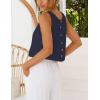 imageIDEALSANXUN Womens Linen Crop Tank Tops Cute Summer Sleeveless Cropped Linen TopsNavy