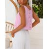 imageIDEALSANXUN Womens Linen Crop Tank Tops Cute Summer Sleeveless Cropped Linen TopsPink New