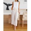 imageIDEALSANXUN Womens Linen Crop Tank Tops Cute Summer Sleeveless Cropped Linen TopsWhite