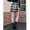 imageIDEALSANXUN Womens Plaid Mini Skirt Fall Winter High Elastic Waist Short Pencil SkirtBrown