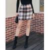 imageIDEALSANXUN Womens Plaid Mini Skirt Fall Winter High Elastic Waist Short Pencil SkirtBrown