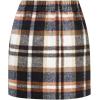 imageIDEALSANXUN Womens Plaid Mini Skirt Fall Winter High Elastic Waist Short Pencil SkirtBrown