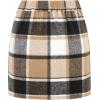 imageIDEALSANXUN Womens Plaid Mini Skirt Fall Winter High Elastic Waist Short Pencil SkirtBrown New