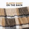 imageIDEALSANXUN Womens Plaid Mini Skirt Fall Winter High Elastic Waist Short Pencil SkirtBrown New