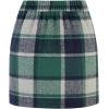 imageIDEALSANXUN Womens Plaid Mini Skirt Fall Winter High Elastic Waist Short Pencil SkirtGreen New