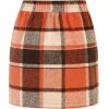 imageIDEALSANXUN Womens Plaid Mini Skirt Fall Winter High Elastic Waist Short Pencil SkirtOrange