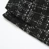imageIDEALSANXUN Womens Plaid Mini Skirt Fall Winter High Elastic Waist Short Pencil SkirtTweed Black