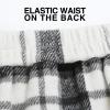 imageIDEALSANXUN Womens Plaid Mini Skirt Fall Winter High Elastic Waist Short Pencil SkirtWhiteblack