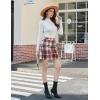 imageIDEALSANXUN Womens Plaid Mini Skirt Fall Winter High Elastic Waist Short Pencil SkirtWine
