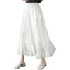 imageIDEALSANXUN White Linen Skirts for Women 2024 Summer Tiered Flowy A Line Elastic High Waisted Skirt with LiningWhite