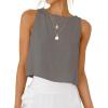 imageIDEALSANXUN Womens Linen Crop Tank Tops Cute Summer Sleeveless Cropped Linen TopsGrey