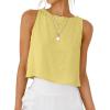 imageIDEALSANXUN Womens Linen Crop Tank Tops Cute Summer Sleeveless Cropped Linen TopsYellow