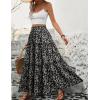 imageIDEALSANXUN Floral Skirt for Women 2024 Summer Boho Elastic High Waisted Tiered Beach A Line Pleated Long Maxi SkirtsBlack