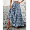 imageIDEALSANXUN Floral Skirt for Women 2024 Summer Boho Elastic High Waisted Tiered Beach A Line Pleated Long Maxi SkirtsBlue