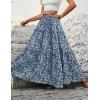 imageIDEALSANXUN Floral Skirt for Women 2024 Summer Boho Elastic High Waisted Tiered Beach A Line Pleated Long Maxi SkirtsBlue