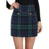 imageIDEALSANXUN Women Plaid Mini Skirts Trendy High Waisted Bodycon Pencil Wool Short SkirtsGreen