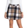 imageIDEALSANXUN Womens Plaid Mini Skirts Fall Winter High Waisted A Line SkirtBrown New