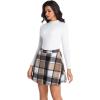 imageIDEALSANXUN Womens Plaid Mini Skirts Fall Winter High Waisted A Line SkirtBrown New