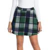 imageIDEALSANXUN Womens Plaid Mini Skirts Fall Winter High Waisted A Line SkirtGreen