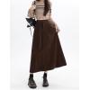 imageIDEASLANXUN Womens Fall Winter Corduroy Skirt High Elastic Waisted Aline Pleated Long Maxi SkirtCoffee