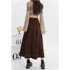 imageIDEASLANXUN Womens Fall Winter Corduroy Skirt High Elastic Waisted Aline Pleated Long Maxi SkirtCoffee