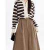 imageIDEASLANXUN Womens Fall Winter Corduroy Skirt High Elastic Waisted Aline Pleated Long Maxi SkirtKhaki