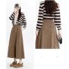 imageIDEASLANXUN Womens Fall Winter Corduroy Skirt High Elastic Waisted Aline Pleated Long Maxi SkirtKhaki