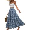 imageIDEALSANXUN Floral Skirt for Women 2024 Summer Boho Elastic High Waisted Tiered Beach A Line Pleated Long Maxi SkirtsBlue