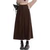 imageIDEASLANXUN Womens Fall Winter Corduroy Skirt High Elastic Waisted Aline Pleated Long Maxi SkirtCoffee