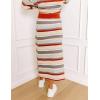imageIDEALSANXUN Womens Striped Sweater Skirt Fall Winter High Waisted Pencil Midi Long SkirtOrange
