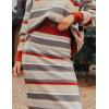 imageIDEALSANXUN Womens Striped Sweater Skirt Fall Winter High Waisted Pencil Midi Long SkirtOrange