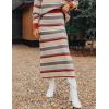 imageIDEALSANXUN Womens Striped Sweater Skirt Fall Winter High Waisted Pencil Midi Long SkirtOrange
