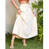 imageIDEALSANXUN Linen Skirts for Women Spring Summer A Line Elastic High Waisted Casual Drawstring Flowy Tiered Midi SkirtBeige