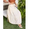 imageIDEALSANXUN Linen Skirts for Women Spring Summer A Line Elastic High Waisted Casual Drawstring Flowy Tiered Midi SkirtBeige