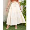 imageIDEALSANXUN Linen Skirts for Women Spring Summer A Line Elastic High Waisted Casual Drawstring Flowy Tiered Midi SkirtBeige
