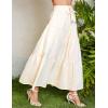 imageIDEALSANXUN Linen Skirts for Women Spring Summer A Line Elastic High Waisted Casual Drawstring Flowy Tiered Midi SkirtBeige