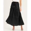 imageIDEALSANXUN Linen Skirts for Women Spring Summer A Line Elastic High Waisted Casual Drawstring Flowy Tiered Midi SkirtBlack