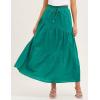 imageIDEALSANXUN Linen Skirts for Women Spring Summer A Line Elastic High Waisted Casual Drawstring Flowy Tiered Midi SkirtGreen