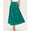 imageIDEALSANXUN Linen Skirts for Women Spring Summer A Line Elastic High Waisted Casual Drawstring Flowy Tiered Midi SkirtGreen