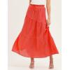 imageIDEALSANXUN Linen Skirts for Women Spring Summer A Line Elastic High Waisted Casual Drawstring Flowy Tiered Midi SkirtOrange