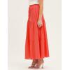 imageIDEALSANXUN Linen Skirts for Women Spring Summer A Line Elastic High Waisted Casual Drawstring Flowy Tiered Midi SkirtOrange