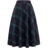 imageIDEALSANXUN Plaid Skirts for Womens Fall Winter High Waist Aline Pleated Midi SkirtsGreen