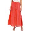 imageIDEALSANXUN Linen Skirts for Women Spring Summer A Line Elastic High Waisted Casual Drawstring Flowy Tiered Midi SkirtOrange