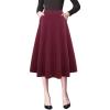 imageIDEALSANXUN Plaid Skirts for Womens Fall Winter High Waist Aline Pleated Midi SkirtsPure Wine