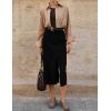 imageIDEALSANXUN Womens Corduroy Skirt Fall Winter High Waisted Bodycon Midi Pencil Skirt with Front SlitBlack